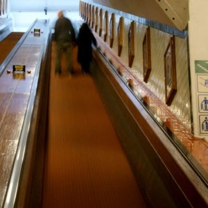 Slow shutter speed escalator