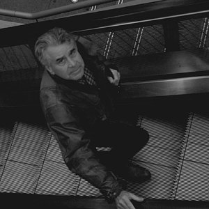Amazed man on the escalator