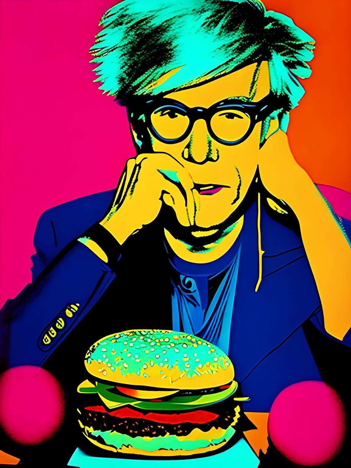 Andy Warhol Eating An Hamburger